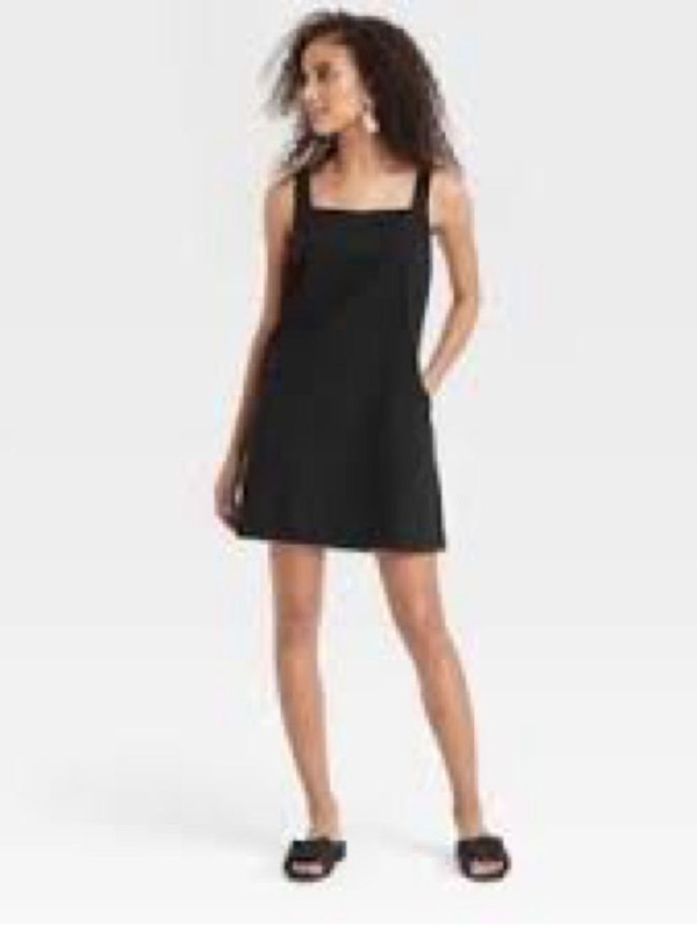A NEW DAY Black Square-Neck A-Line Mini Dress